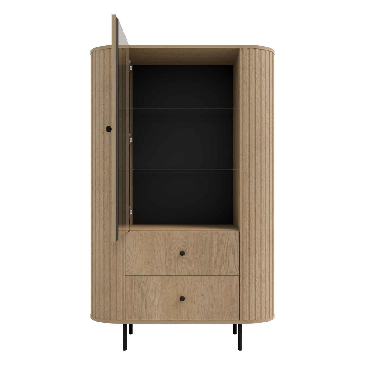 VITRINE BOLLA 155 / 97,4 cm in Eichefarben - Eichefarben, Holzwerkstoff (97.4/155/42.3cm) - MASSENO