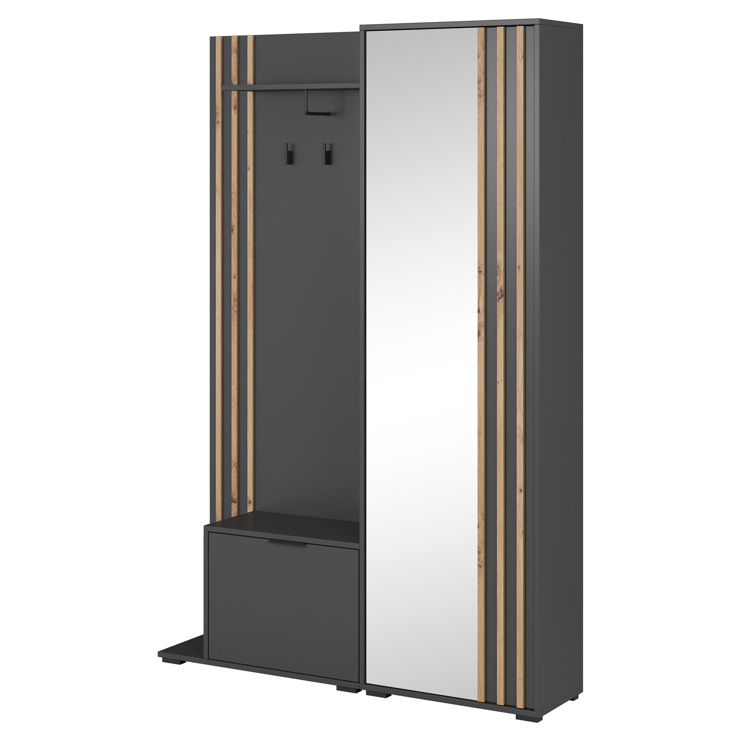 GARDEROBENSCHRANK NELIANA 131/192/40 cm Modern Garderobe-Set Graphitfarben - Graphitfarben, Holzwerkstoff (131/192/40cm) - MASSENO