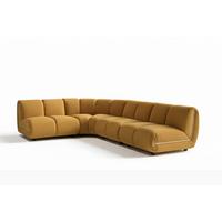 MODULSOFA LAYLA Gelb Velvet - Gelb/Schwarz, Buchenholz/Textil (305/213cm) - KAWOLA