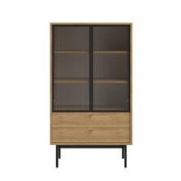 VITRINE Olar II Holzoptik Hickory Natur 85 cm - Beige/Goldfarben, Holzwerkstoff/Metall (85/150/41cm) - Selsey