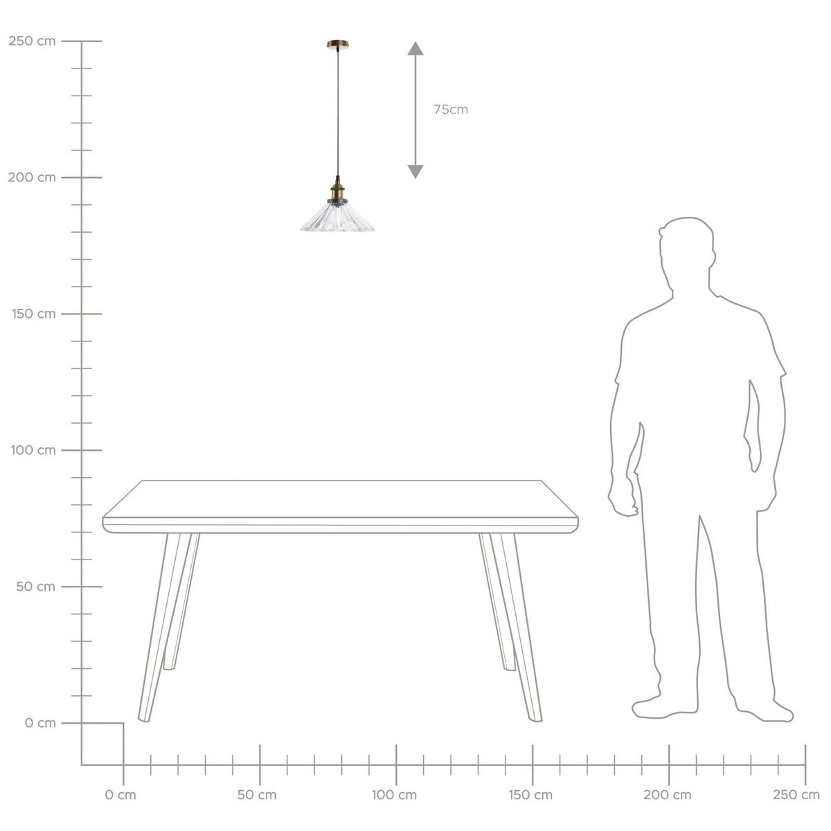 HÄNGELEUCHTE Colorado 25/25/96 cm - Transparent, Glas (25/25/96cm) - Beliani