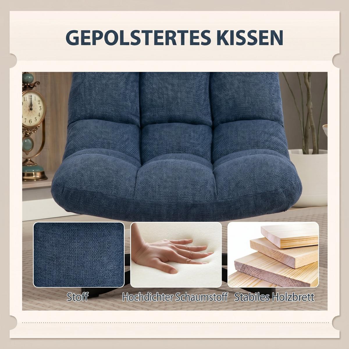 SESSEL Polyester Dunkelblau - Schwarz/Dunkelblau, Textil/Metall (75/90/95cm) - HOMCOM