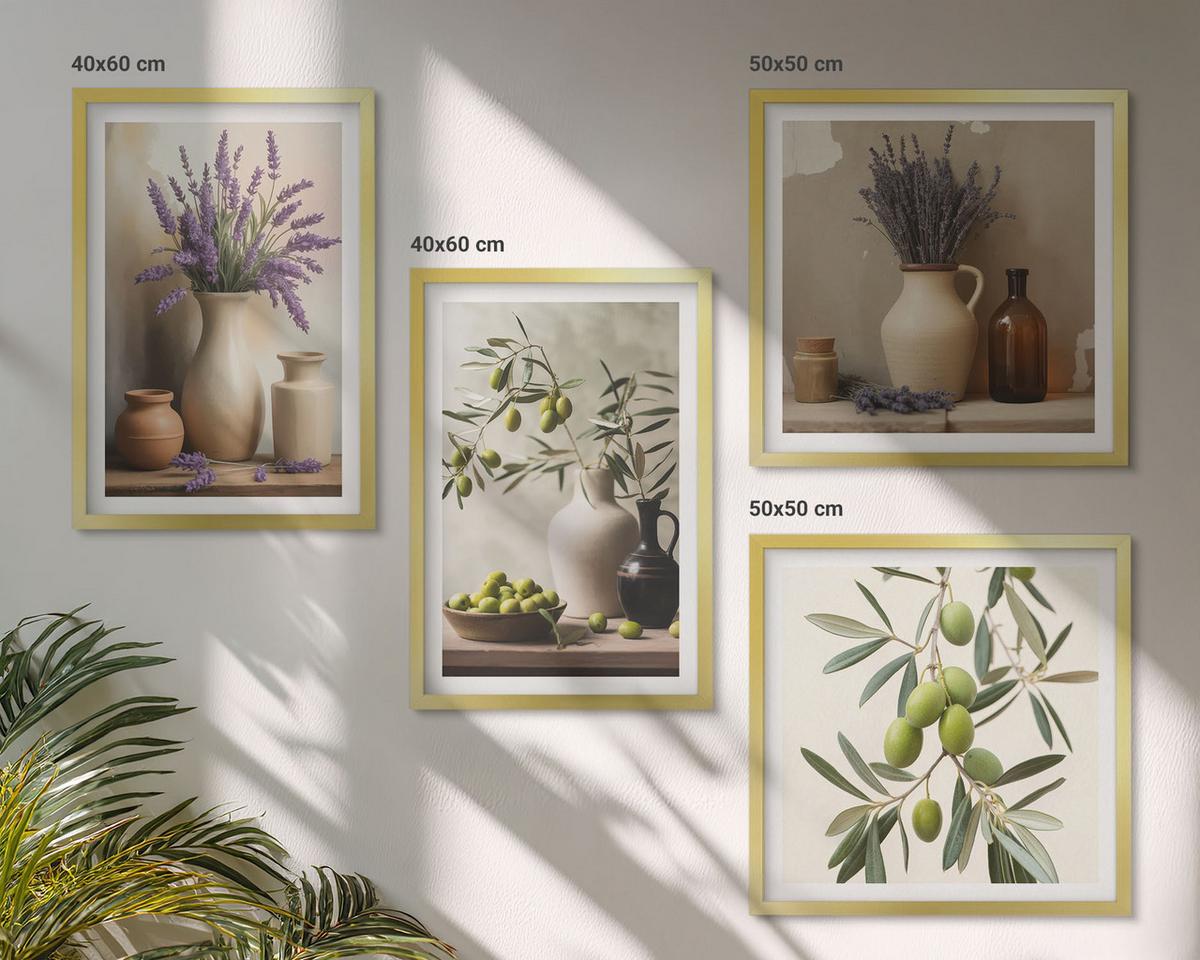 BILDER SET 4er Set - 50x50 cm & 40x60 cm Goldrahmen - Blumen in Vasen als Dekoration - Goldfarben, Kunststoff (50/50cm) - TULUP