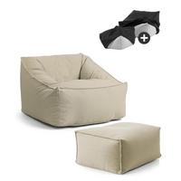 OUTDOOR SITZSACK Der Sunnyboy mit Hocker - Beige, Textil (80/60/83cm) - Mokebo