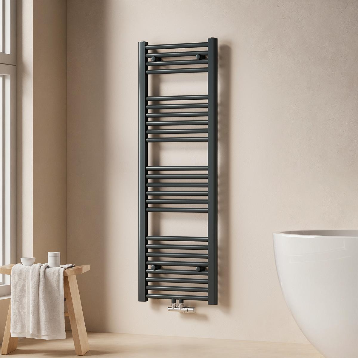 HEIZKÖRPER wasserführender Handtuchheizkörper Anthrazit 120/40/3 cm - Anthrazit, Metall (40/120/3cm) - EMKE