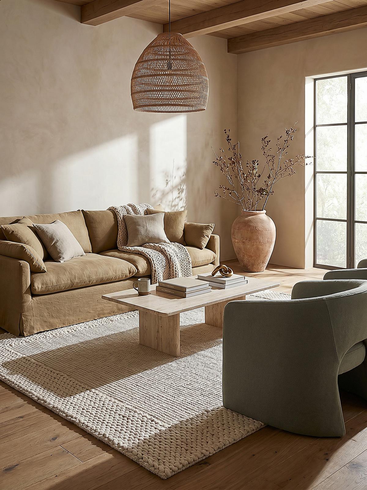 WOLLTEPPICH handgewebt CALDER, einfarbig, Beige, 120 x 170 cm - Beige, Textil (120/170cm) - KADIMA DESIGN