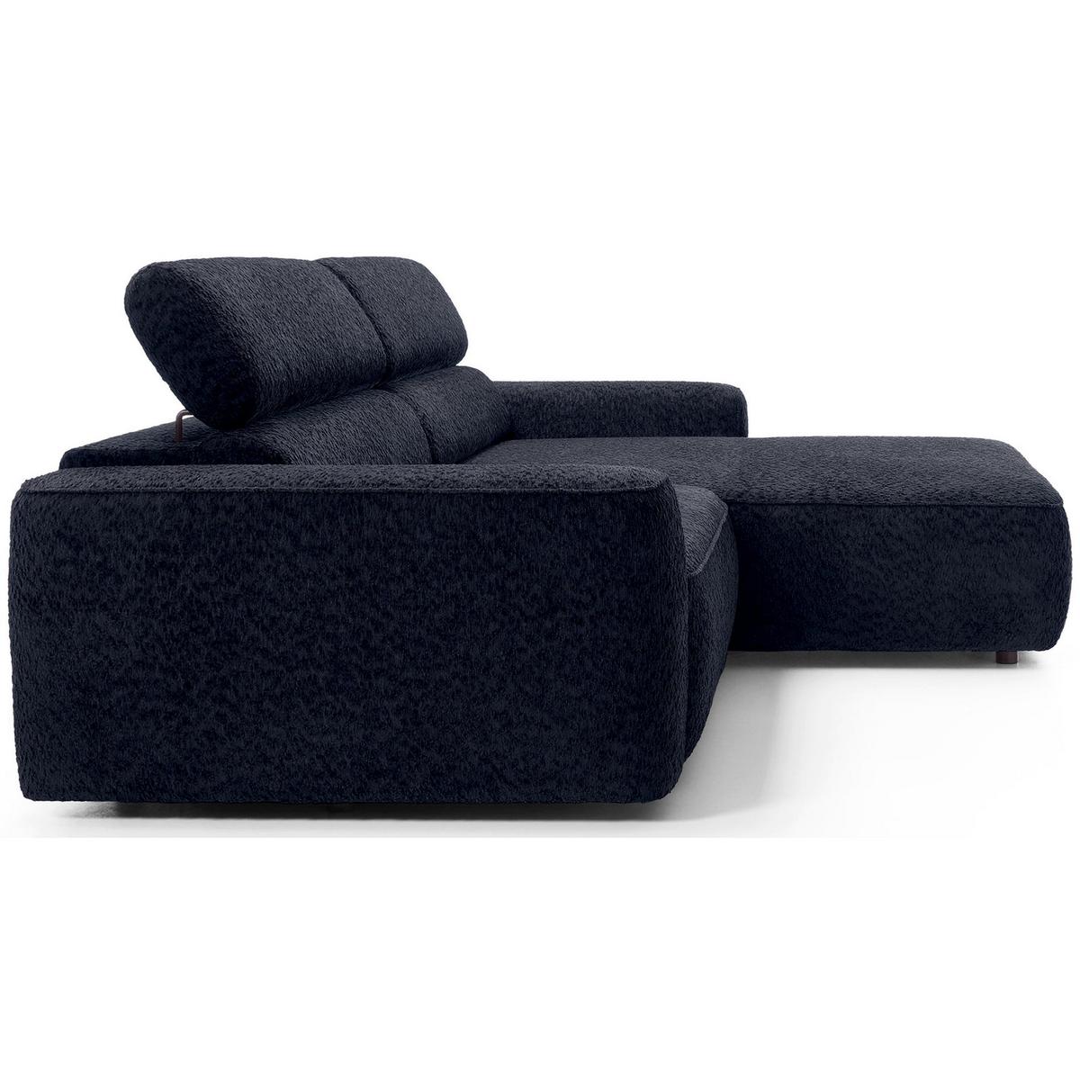 ECKSOFA Fando Navyblau Chenille - Schwarz/Dunkelblau, Kunststoff/Textil (182/252cm) - Selsey