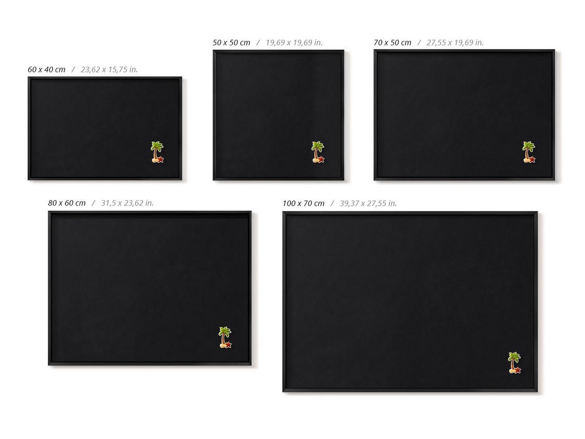 MAGNETTAFEL 50x50 cm Schwarzer Rahmen Farbe Schwarz - Schwarz Hochglanz, Metall (50/50/0.4cm) - TULUP