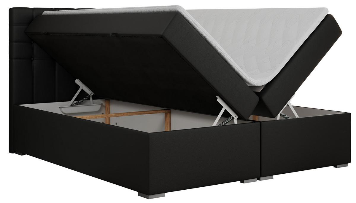 BOXBETT SUSAN 200/200 Schwarz Kunstleder - H4 - Schwarz, Holz/Textil (200/200cm) - MKS
