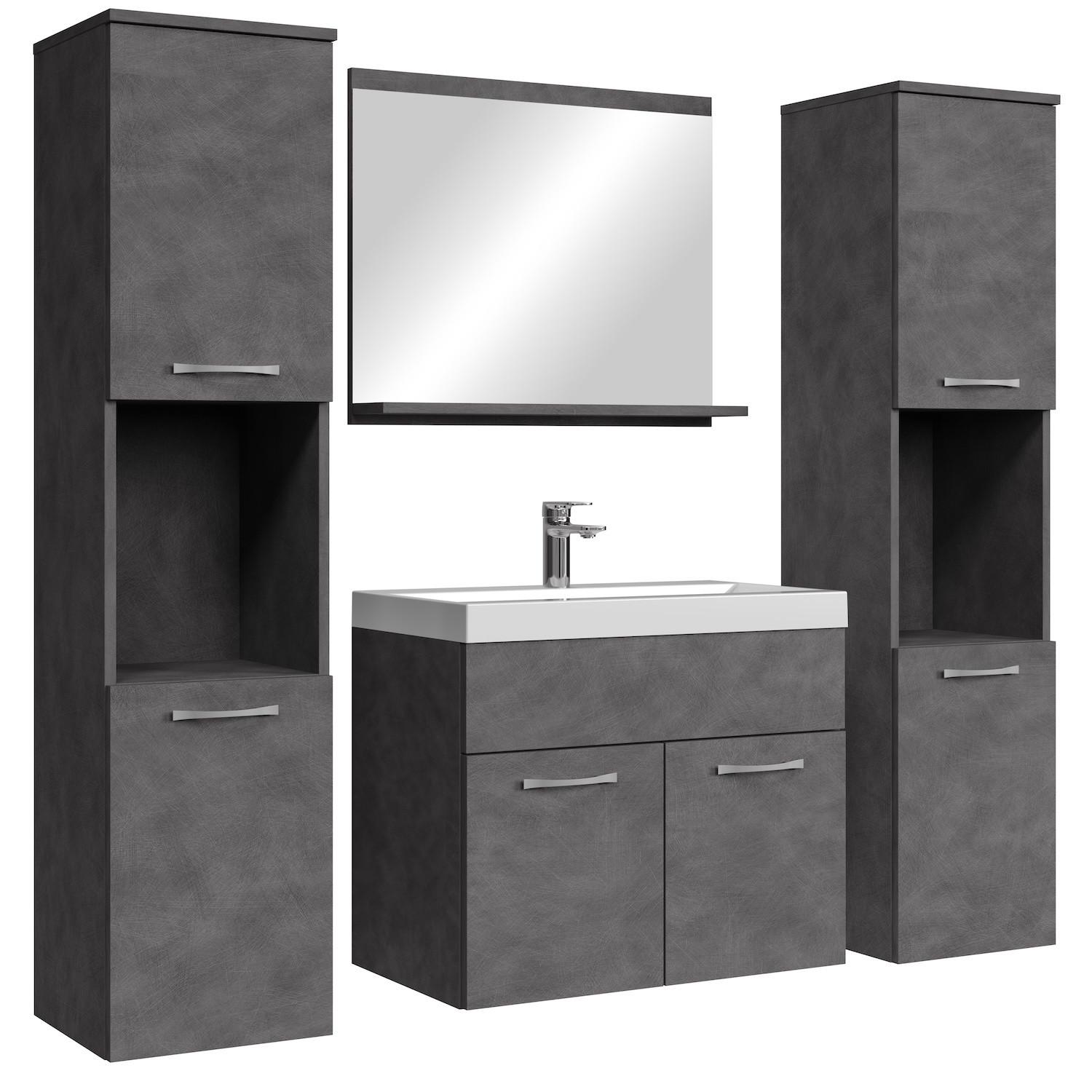 BADMÖBEL-SET Montreal 5 Teile Dunkel Grau - 60 x 35 x 51 cm - Grau, Holz (60/51/35cm) - Badplaats