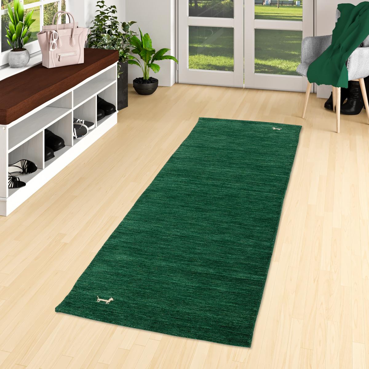 NATUR TEPPICH LÄUFER INDO NEPAL GABBEH SHIVA - Dunkelgrün, Textil (70/300cm) - Pergamon