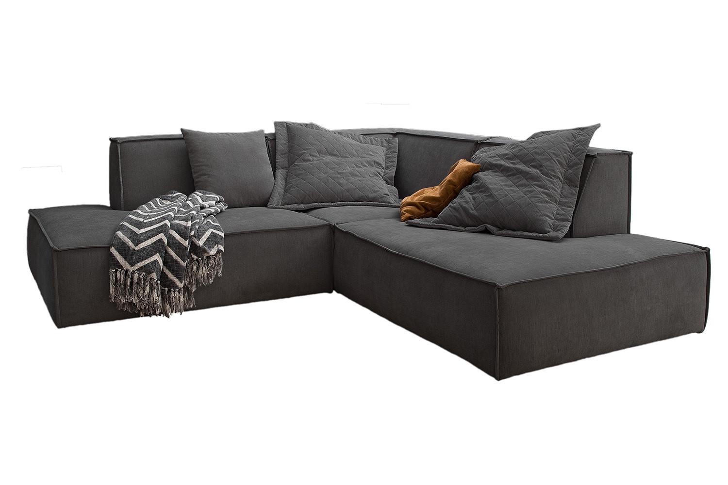 ECKSOFA SAMU Anthrazit Webstoff - Anthrazit/Schwarz, Textil (226/224cm) - KAWOLA