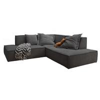 ECKSOFA SAMU Anthrazit Webstoff - Anthrazit/Schwarz, Textil (226/224cm) - KAWOLA