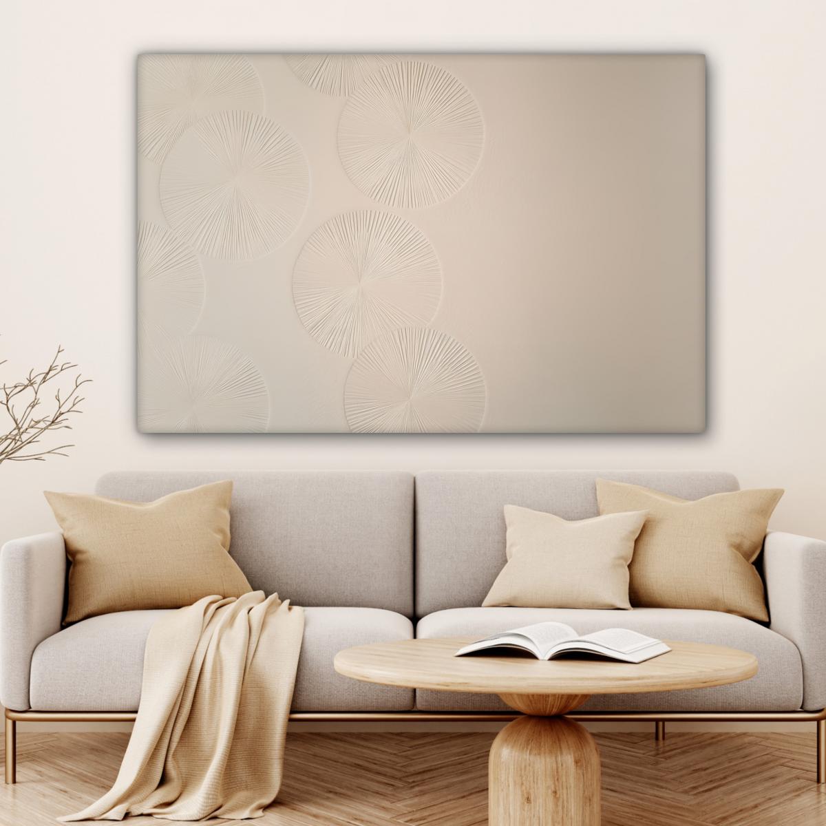 LEINWANDBILD Japandi - Beige - Modern Wohnzimmer Groß 120x80 cm - Ecru, Textil (120/80cm) - MuchoWow