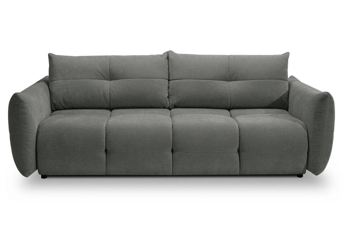 BETTSOFA MODA Grau Chenille-Stoff mit Schlaffunktion - Grau, Holz (245/86/110cm) - MASSENO