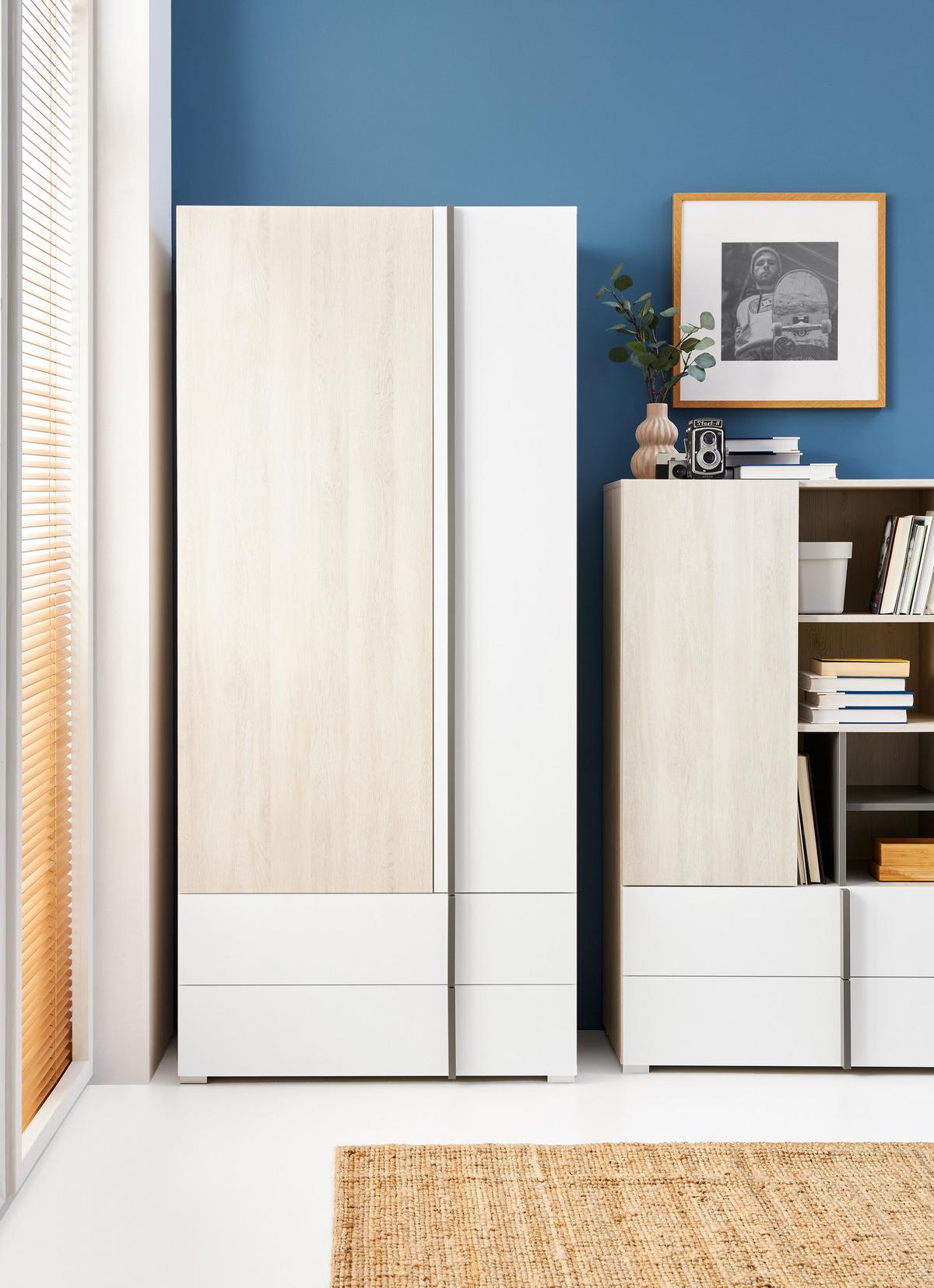 DREHTÜRENSCHRANK BERGAMO 90/195/50cm 2-türig Eichefarben - Eichefarben, Holzwerkstoff (90/195/50cm) - MASSENO