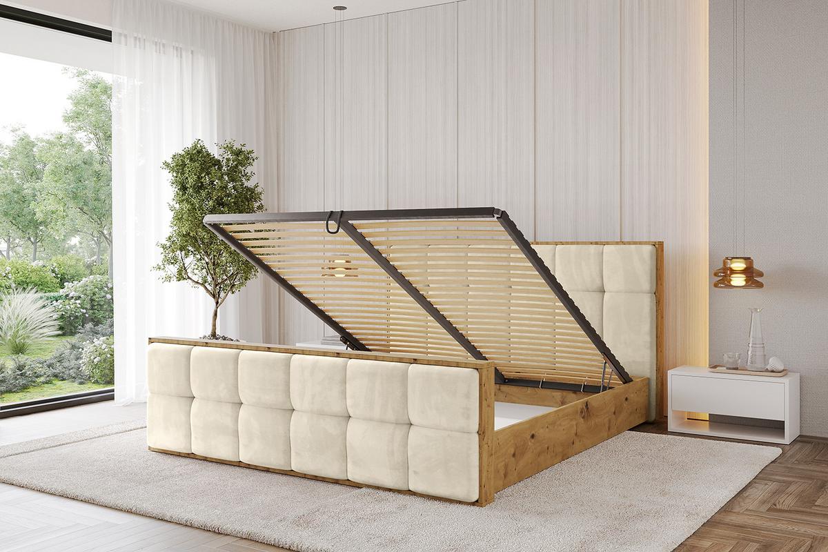 POLSTERBETT mit Bettkasten, Fußteil und Lattenrost, Boxbett ohne Matratze - ENZO7-Z 180x200 - Beige, Holzwerkstoff/Textil (180/200cm) - ALTDECOR