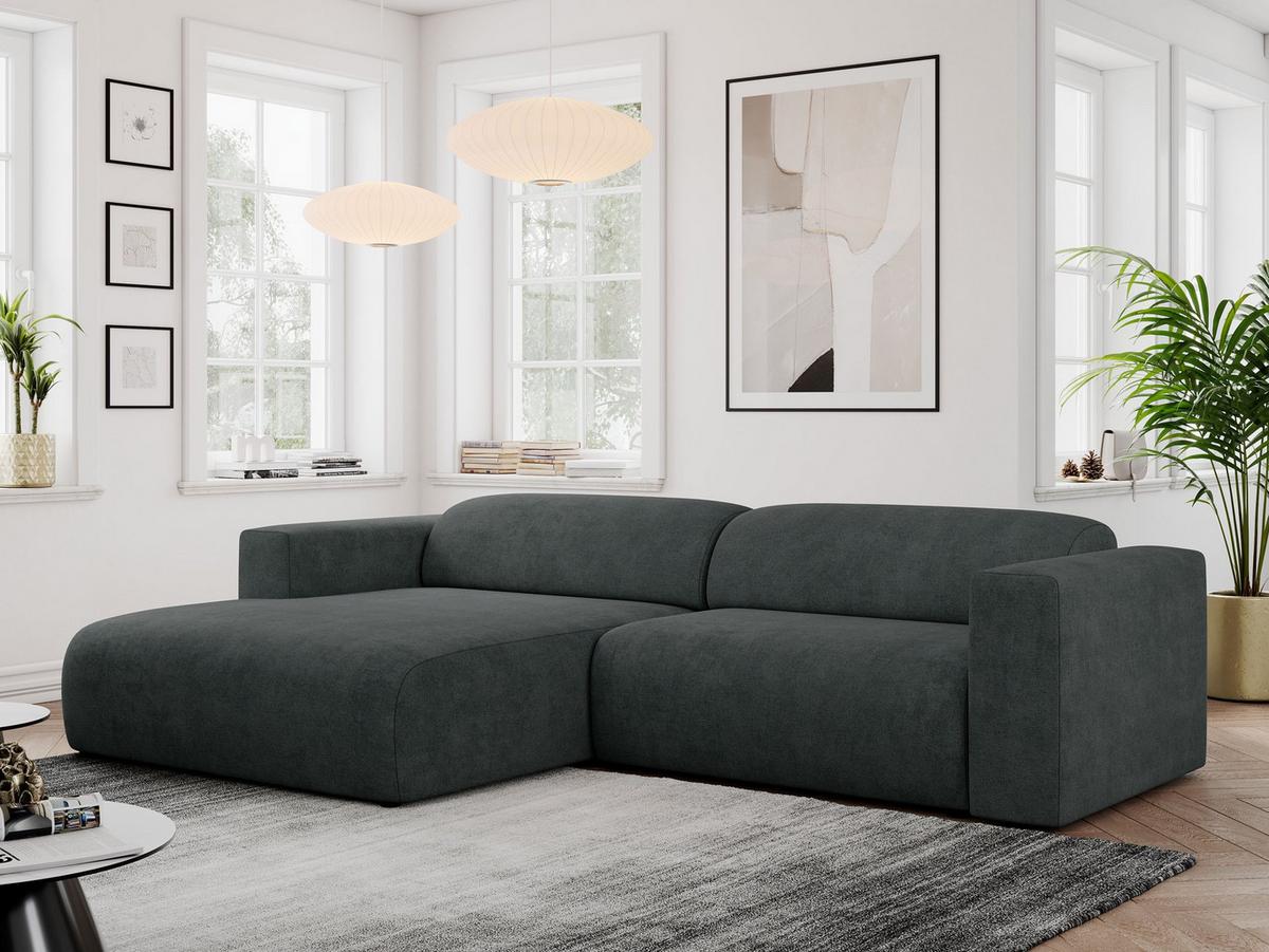 OFERTA WYCOFANA ECKSOFA PASADENA Dunkelgrau Struktur Links Seite - Dunkelgrau/Schwarz, Kunststoff/Textil (180/288cm) - MKS