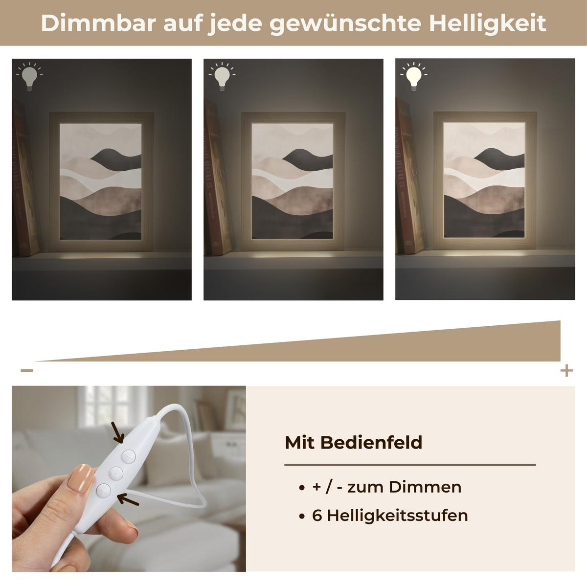 WANDLEUCHTE Abstrakt - Landschaft - Wellen - Cremefarben 15x20 cm - Graubraun, Holzwerkstoff (15/20/8cm) - OnlyWow