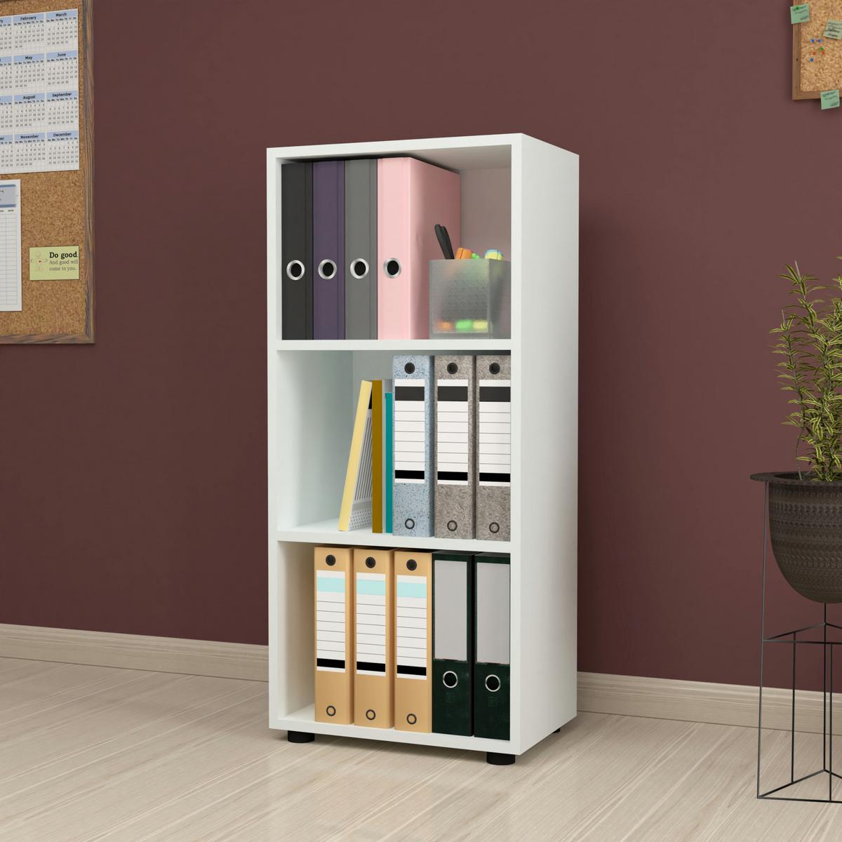 BÜCHERREGAL Vara - Weiß, Holzwerkstoff (49/108/30cm) - [en.casa]