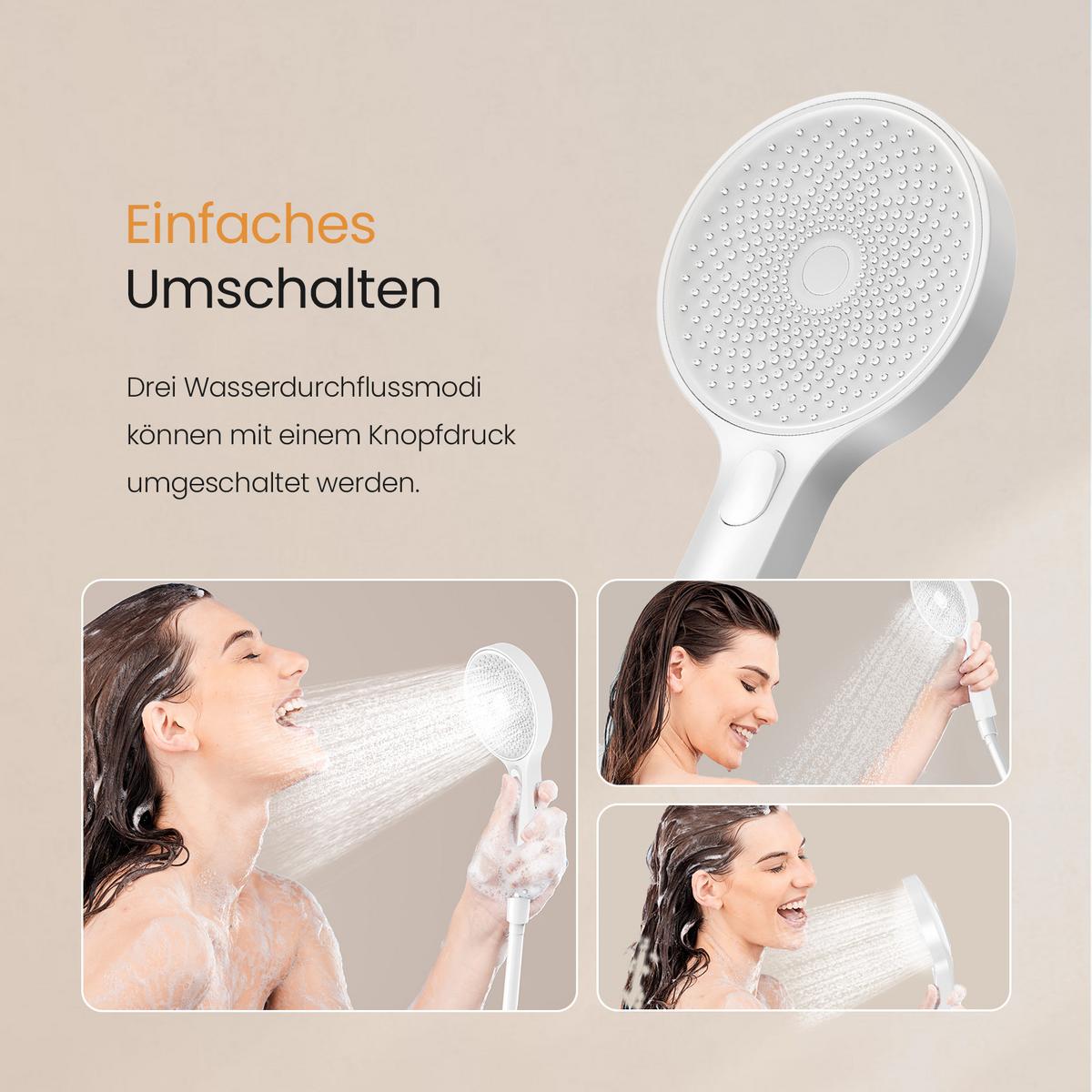 ÜBERKOPFBRAUSESET mit Thermostat Drei Wasserauslassmethoden Weiß - Weiß, Metall (49/106.8/13.5cm) - EMKE