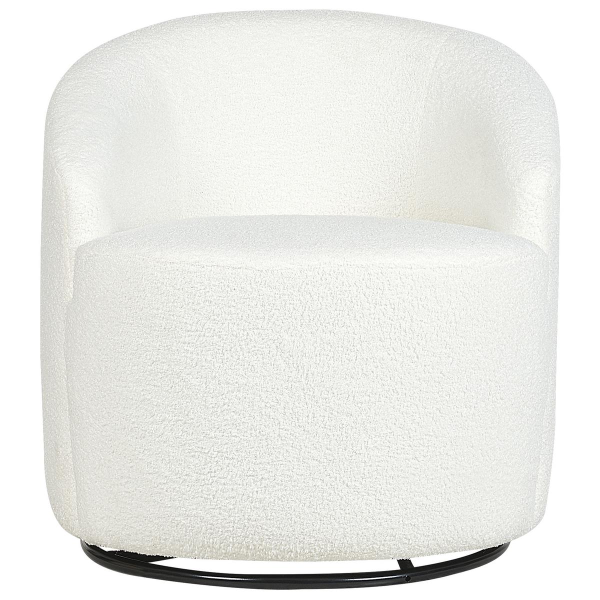 BOUCLÉ-DREHSESSEL Weiß Davik - Weiß, Holz/Textil (62/67/63cm) - Beliani