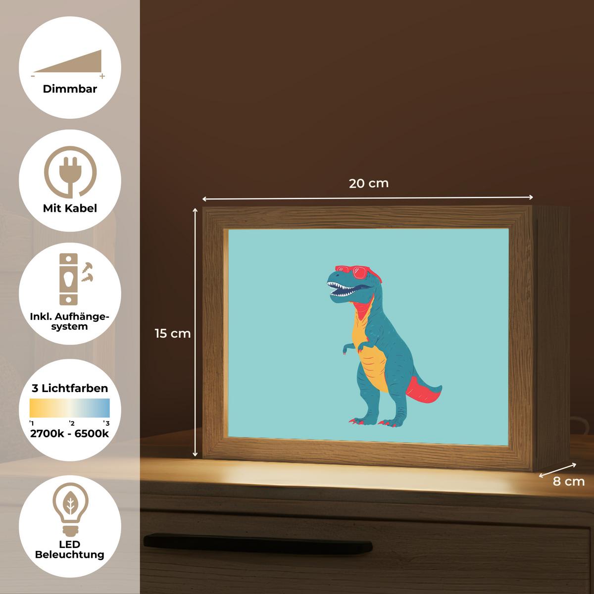 NACHTTISCHLAMPE Dinosaurier - Blau - Sonnenbrille 20x15 cm - Hellblau, Holzwerkstoff (8/20/15cm) - OnlyWow