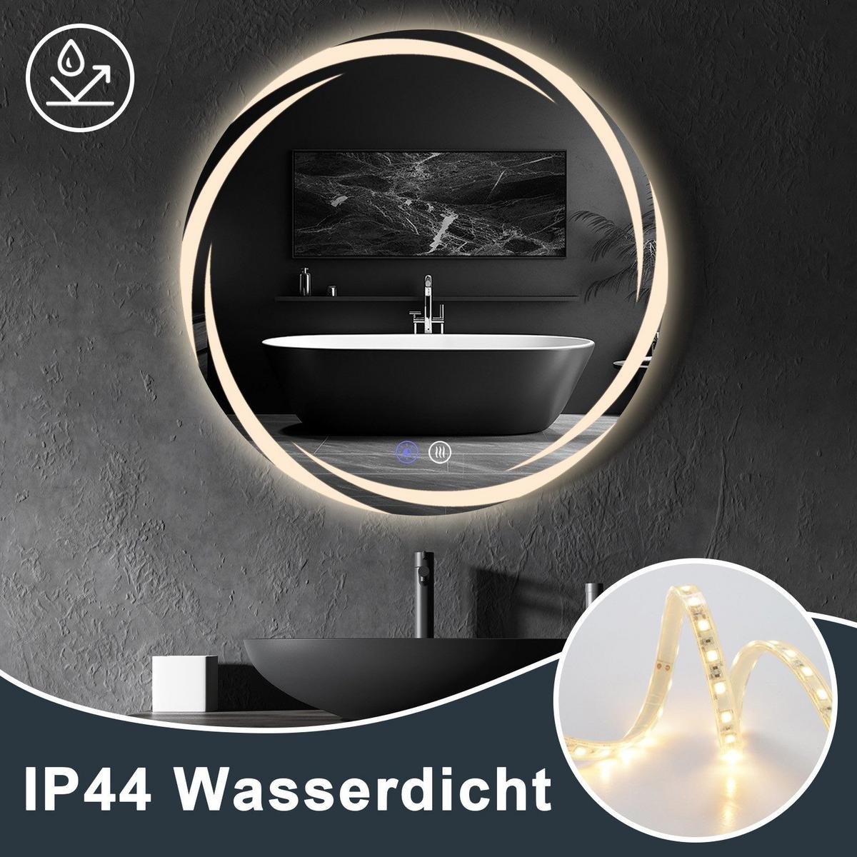 BADEZIMMERSPIEGEL Redick mit LED-Leuchte Ø80 cm - Weiß, Glas (80/2.4/80cm) - Nettlife
