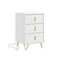 NACHTTISCH mit integrierten Steckdosen FBT115-L-E-W - Ahornfarben, Fell (40/64/40cm) - SoBuy