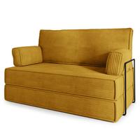 BETTSOFA LADIA aus Schaumstoff Kordstoff Gelb Schlaffunktion - Gelb, Textil (140/86/60cm) - MASSENO