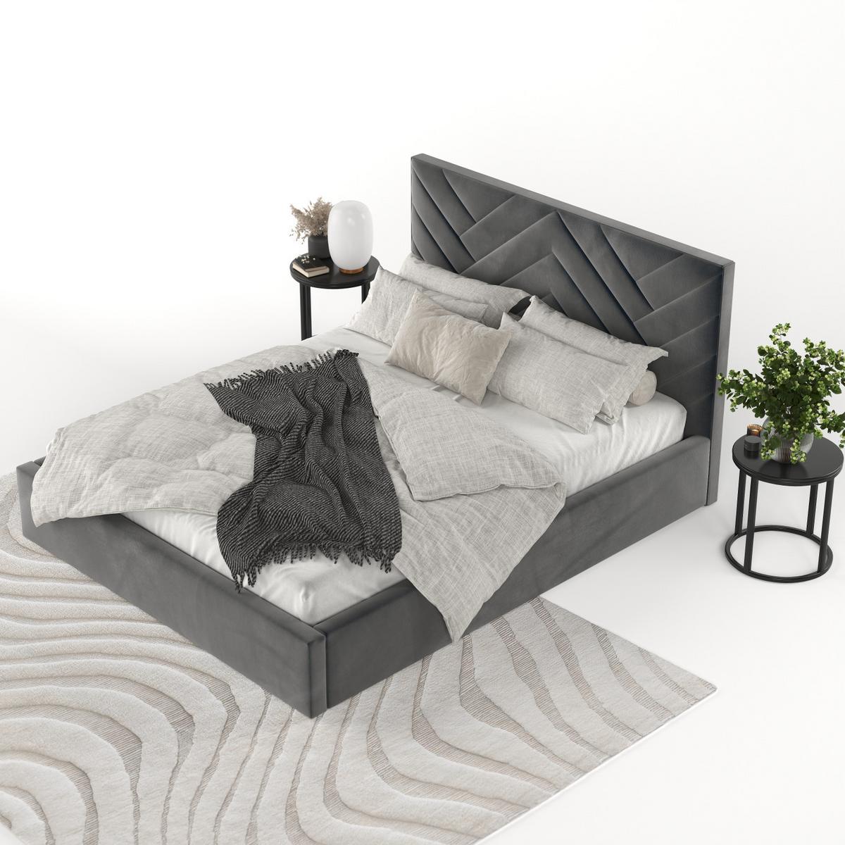 POLSTERBETT Arco 160/200 cm Anthrazit im Paros Stoff - Anthrazit/Schwarz, Holz/Holzwerkstoff (160/200cm) - AltaBeds