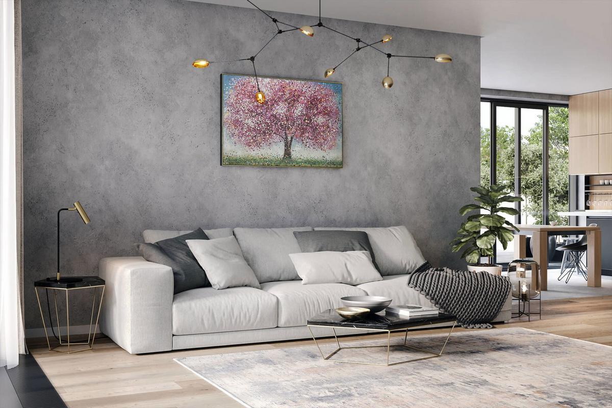 ÖLGEMÄLDE 120/80 cm - Blau/Pink, Holz/Textil (120/80cm) - KUNSTLOFT