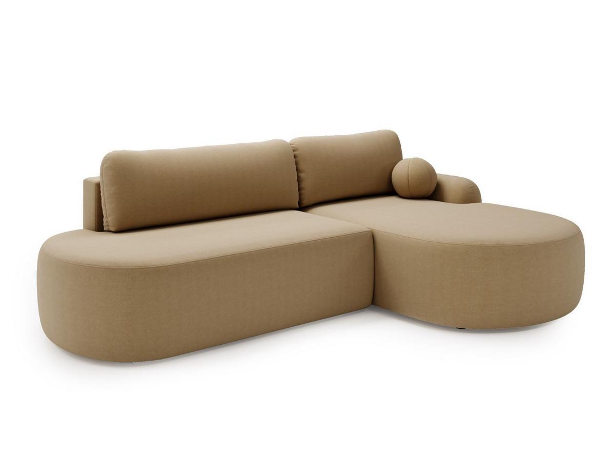 ECKSOFA Aurio O Bouclé-Stoff Hellbraun Rechts - Hellbraun, Holz/Textil (271/177cm) - Graingold