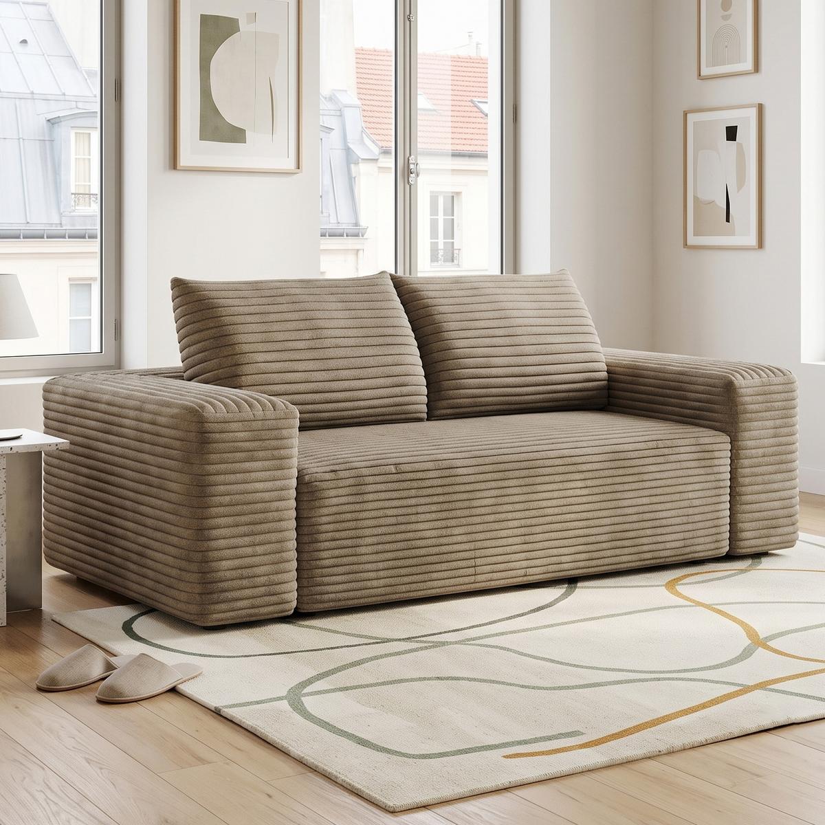 2-SITZER SOFA 180cm Cord-Sofa ohne Montage - Sandfarben, Textil (180/83/90cm) - Urban Meuble