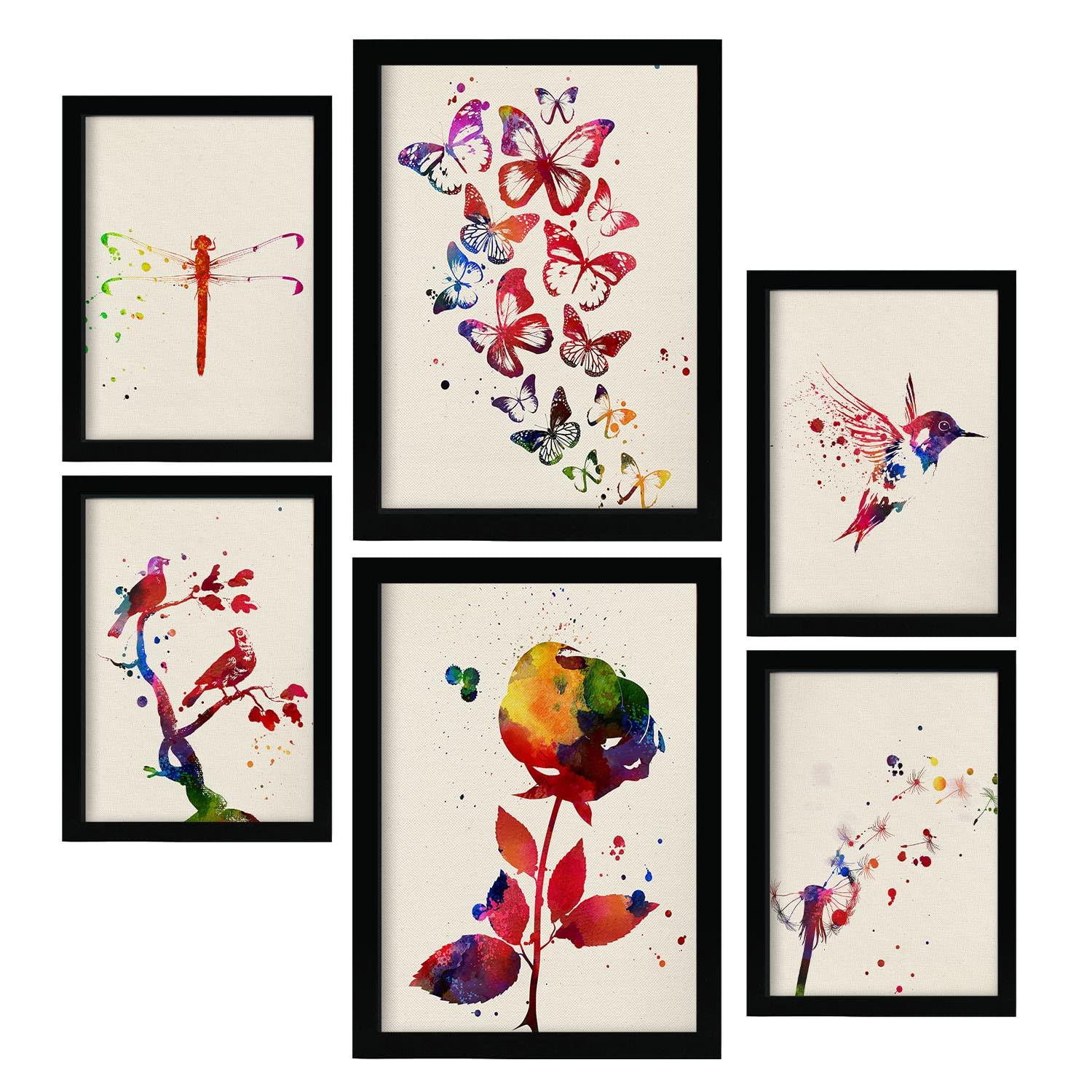 POSTER Set Mit 6 Natur Illustrationen Im Aquarell Stil A3 & A4 Rahmenlos - Klar, Papier (29/3cm) - Nacnic