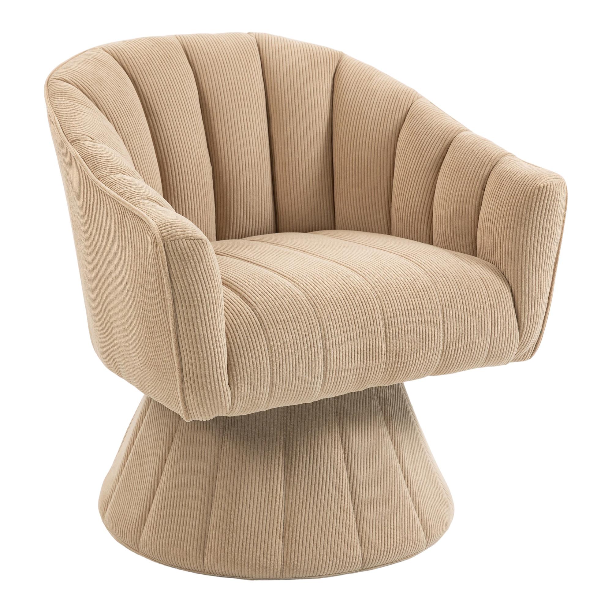 DREHSTUHL Moderner 360° Beige mit Cord-Bezug - Beige, Textil (70/72/66cm) - Urban Meuble