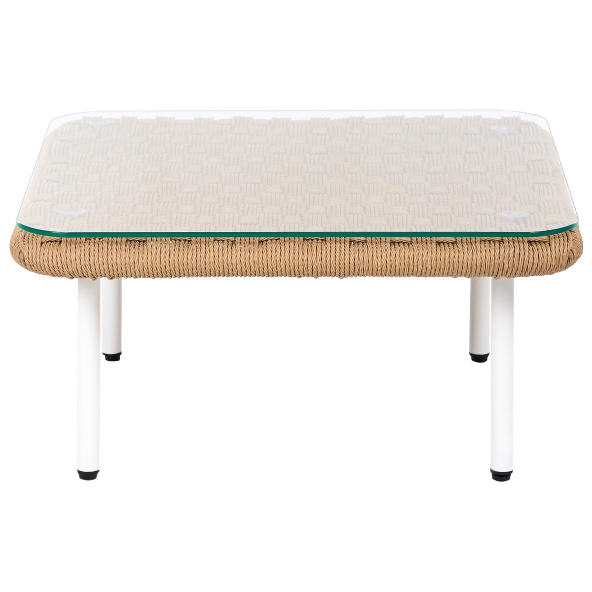 COUCHTISCH 60 cm 60 cm Hellbraun Baucina - Hellbraun/Weiß, Glas (60/60/30cm) - Beliani