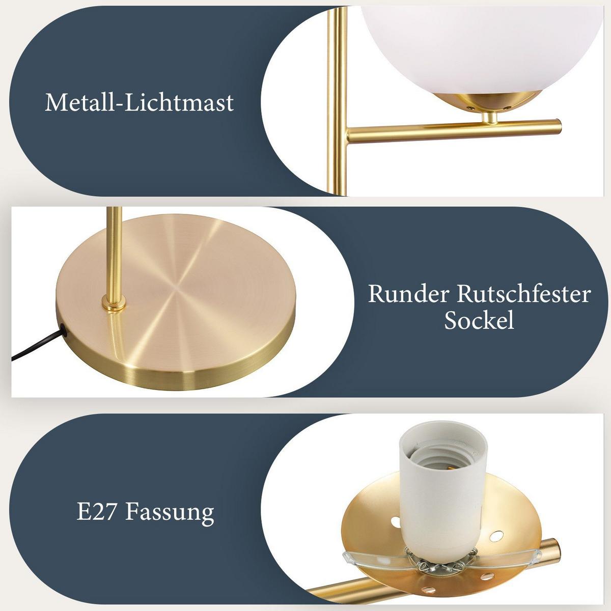 STEHLEUCHTE Dortmund 25/20/150 cm - Goldfarben, Metall (22/18/157cm) - Nettlife
