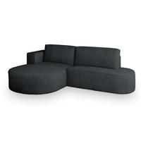 ECKSOFA CORTIO P L-S Graphitfarben Kordstoff mit Schlaffunktion - Graphitfarben, Holz (265/174cm) - MASSENO
