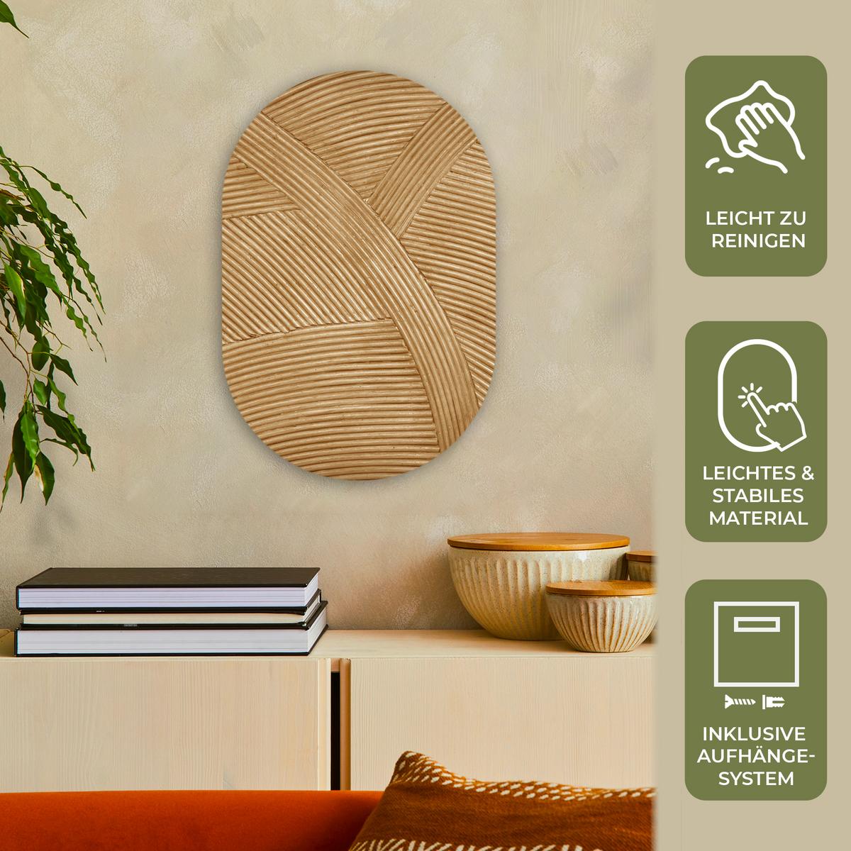 WANDBILD Struktur - Natur - Kunst - Rattan Deko Wohnzimmer 40x60 cm - Naturfarben, Kunststoff (40/60cm) - MuchoWow