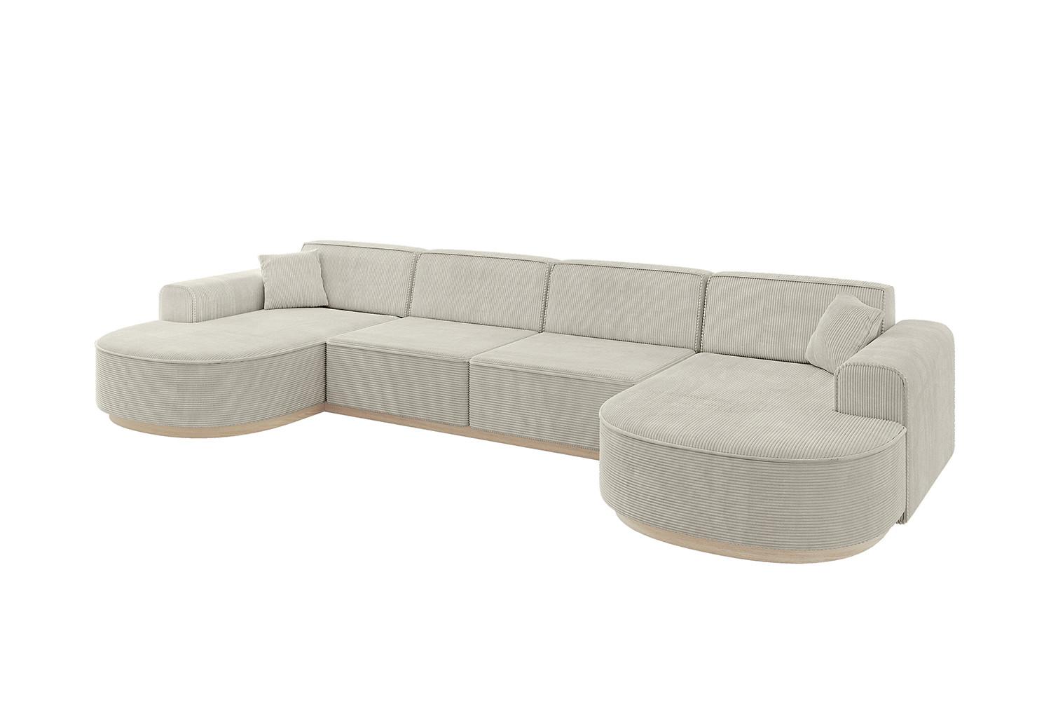WOHNLANDSCHAFT MARI-U2-v1 - 388x171x83 cm Creme Cord - Hellgrau/Creme, Holzwerkstoff/Textil (388/83/171cm) - ALTDECOR