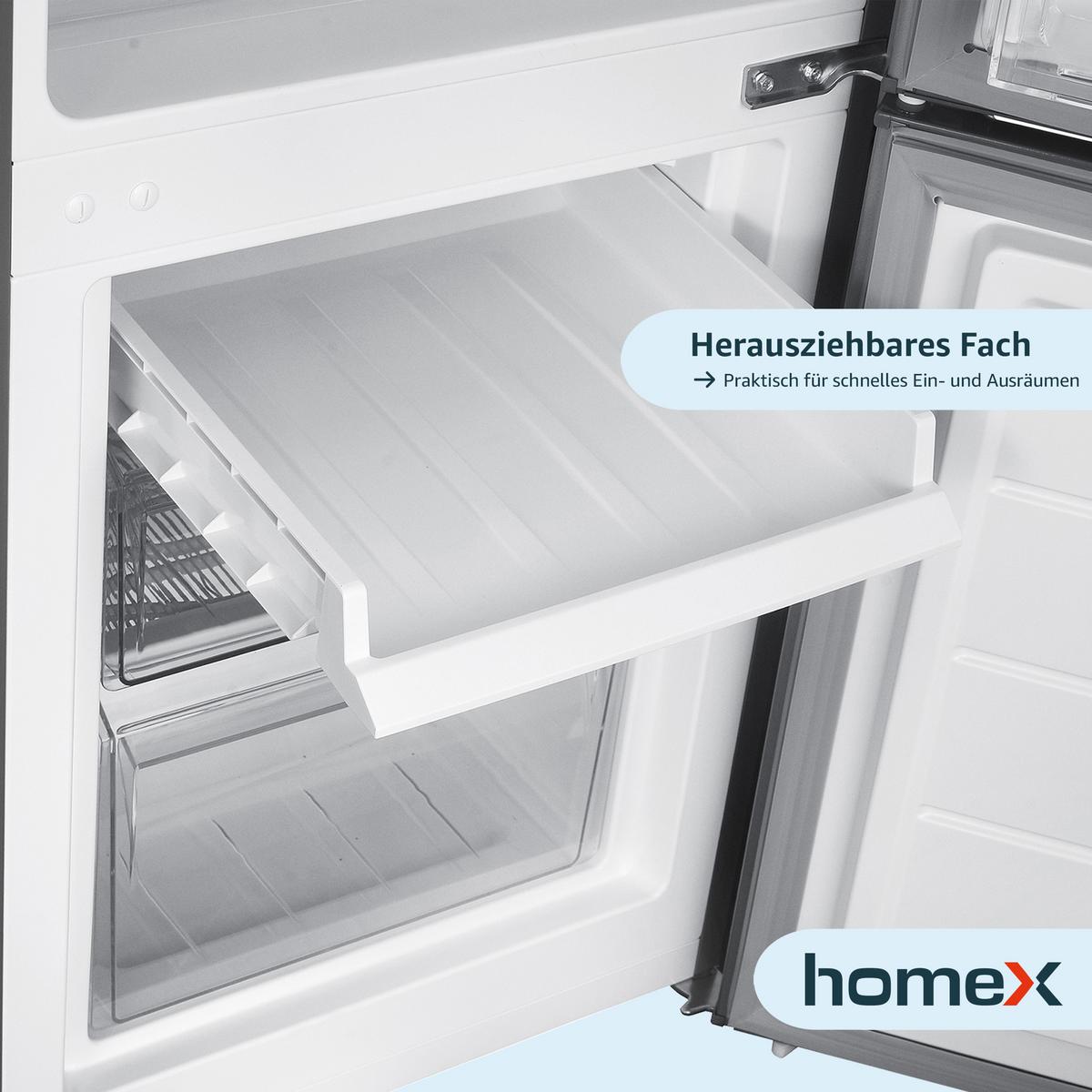 KÜHL-GEFRIER-KOMBINATION, freistehend, 173 Liter Nutzinhalt, 4-Sterne Gefrieren, Höhe 142,5 cm, 40 dB, Kühlschrank mit Gefrierfach groß, CFS1110-S - Silberfarben, Glas/Kunststoff (49.5/142.5/56cm) - homeX