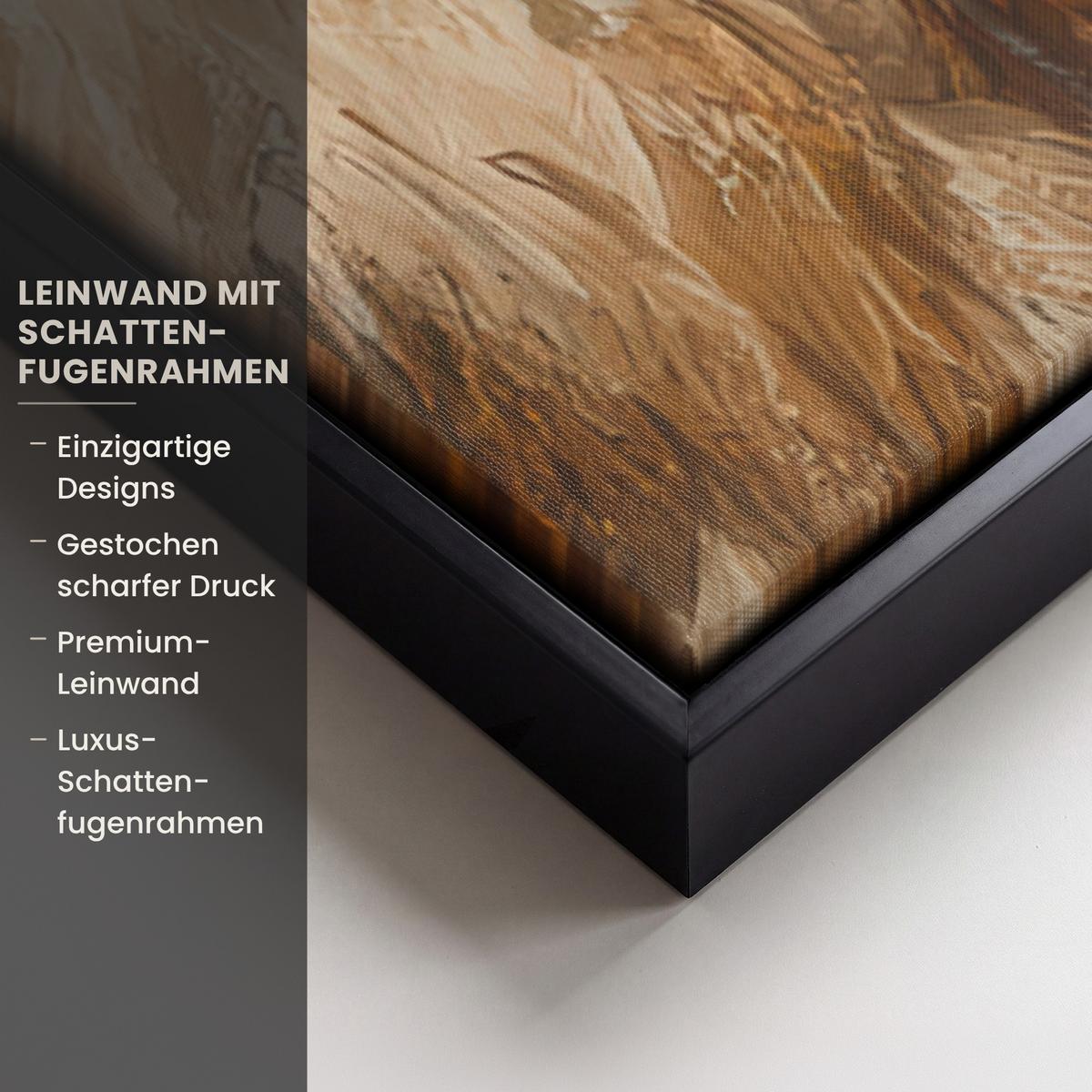 LEINWAND Bilder mit Rahmen - Weihnachtsmann - Rentier - Weihnachten - 60x90 - Rotbraun, Textil (60/90cm) - MuchoWow