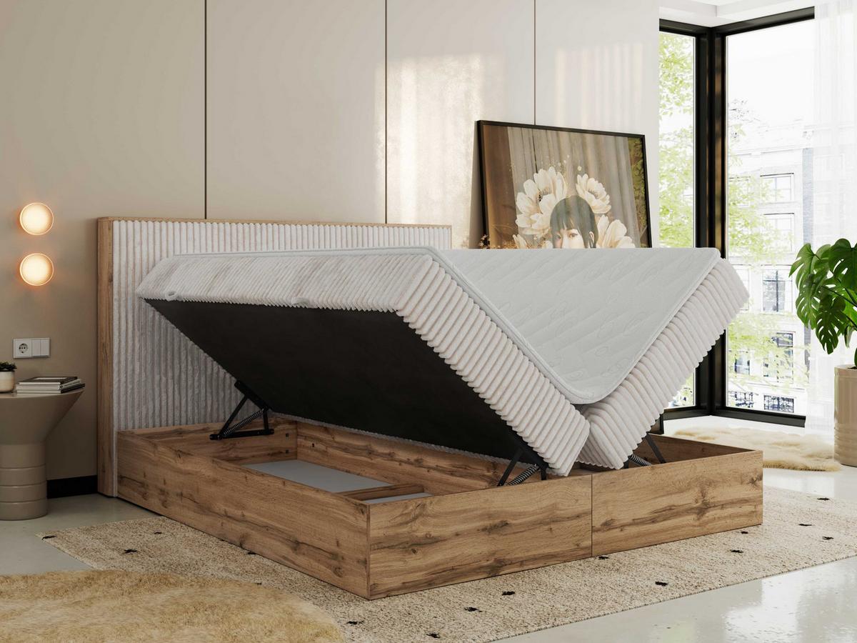 BOXBETT WOOD CLASSIC 160/200 - Beige Cord - H4 - Beige, Textil (160/200cm) - MKS