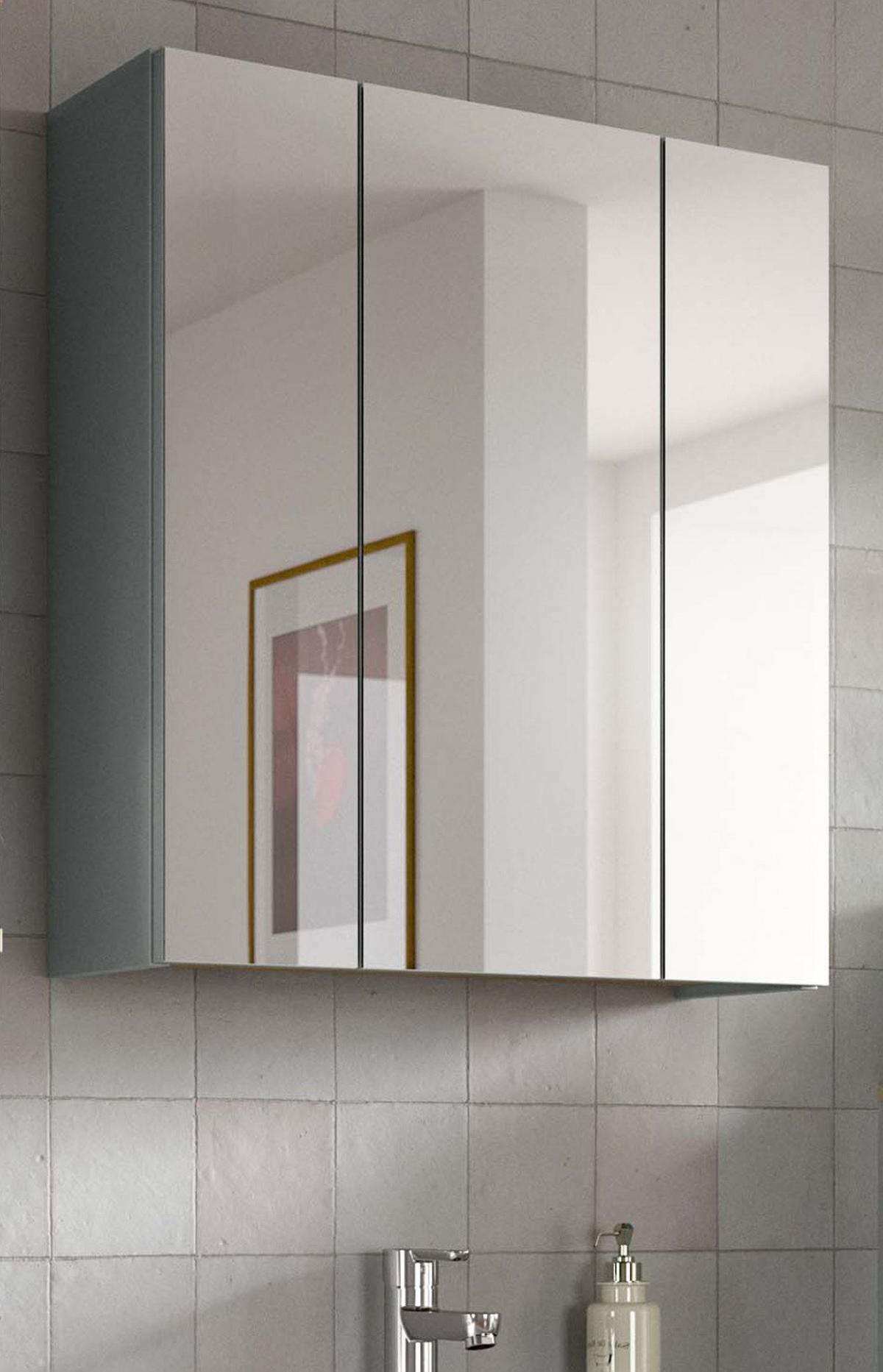 SPIEGELSCHRANK grün, Badschrank skandinavisch 3-türig 60 x 68 cm - Eichefarben/Grün, Glas/Holzwerkstoff (60/68/19cm) - Inn.Furn