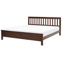 HOLZBETT 180/200cm Dunkler Holzfarbton Mayenne - Dunkelbraun, Holz (180/200cm) - Beliani