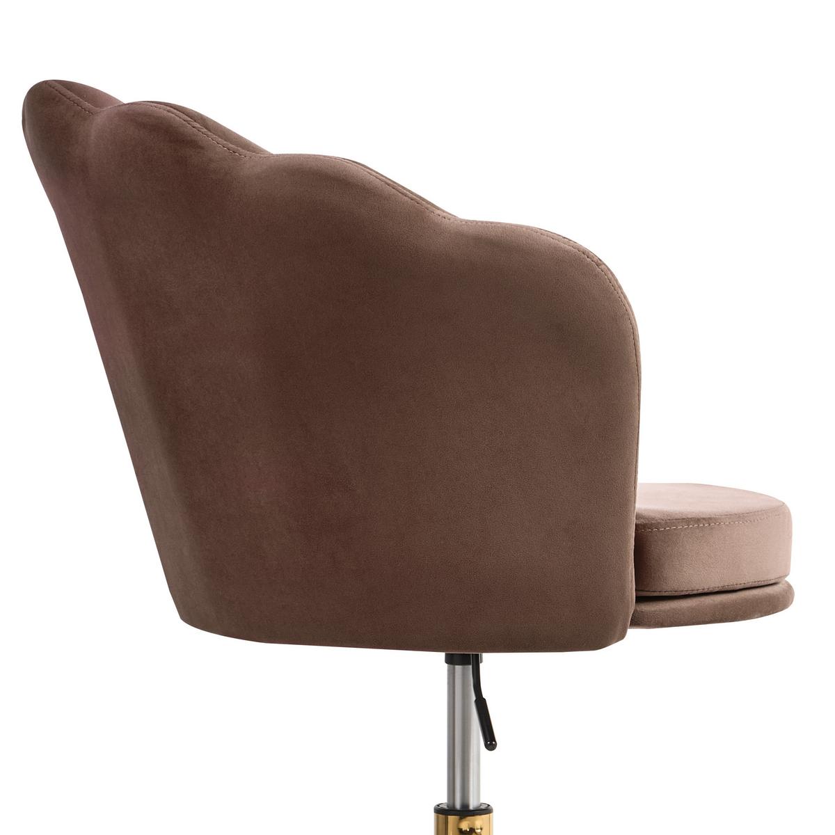 SCHREIBTISCHSTUHL Samtstoff Braun Monticello - Braun, Textil (60/79/60cm) - Beliani