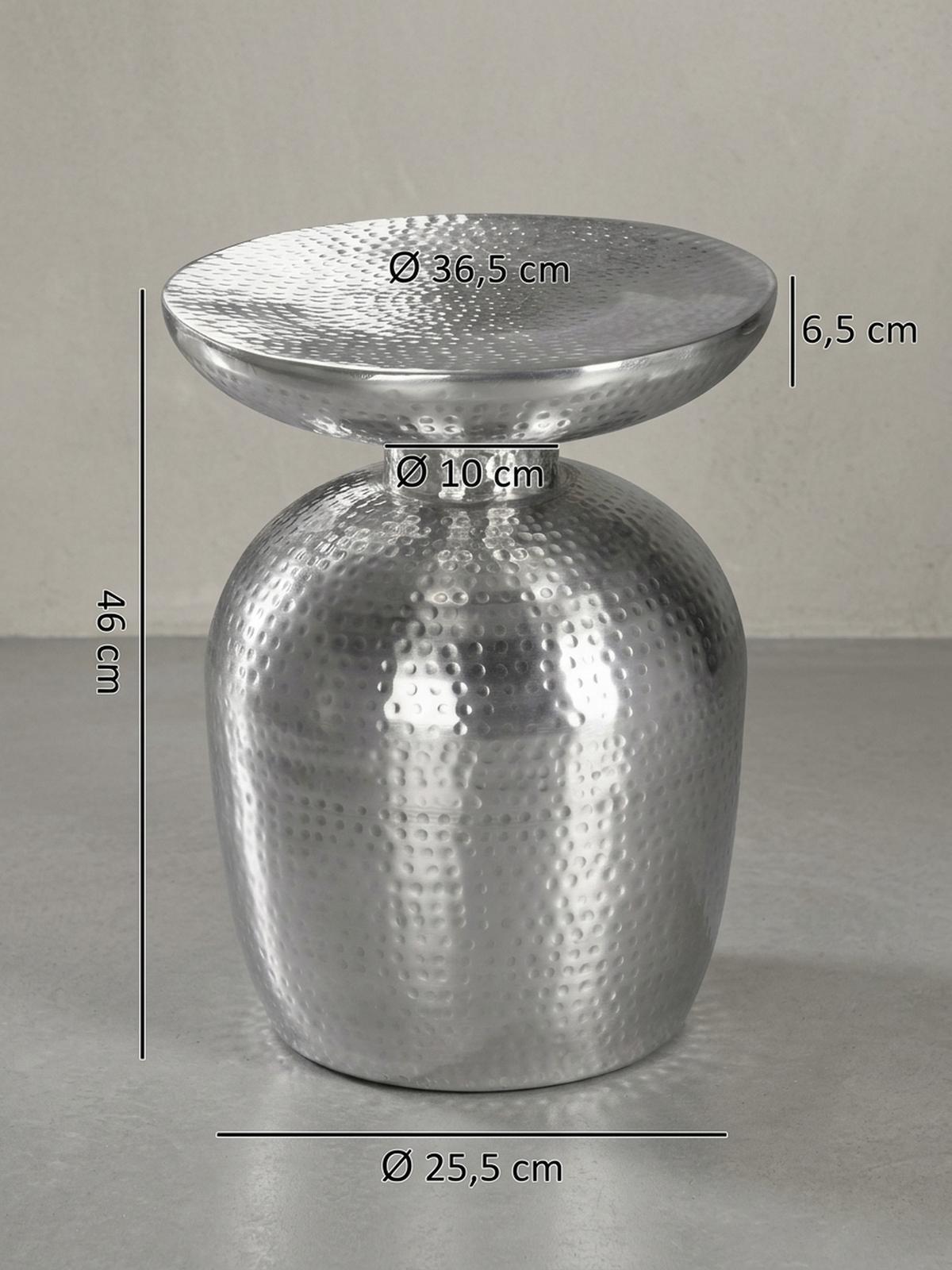 BEISTELLTISCH Aluminium Hammerschlagstruktur Belastbar ENNS, Silber 36x36x46 cm - Silberfarben, Metall (36/36/46cm) - KADIMA DESIGN