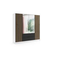 KLEIDERSCHRANK NERA - 200 cm - Weiß|Schwarz|Eiche Artisan - Schwarz/Weiß, Holzwerkstoff (200/200/51cm) - ALTDECOR