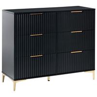 KOMMODE mit 6 Schubladen Schwarz Walcott - Schwarz, Holzwerkstoff (108/89/40cm) - Beliani